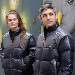 Berghaus Unisex Blockback Down Jacket - Jet Black-Grey Pinstripe