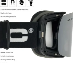 BLOC Fifty-Five Goggle - Matt White-Blue Mirror Lens-Powder Lens
