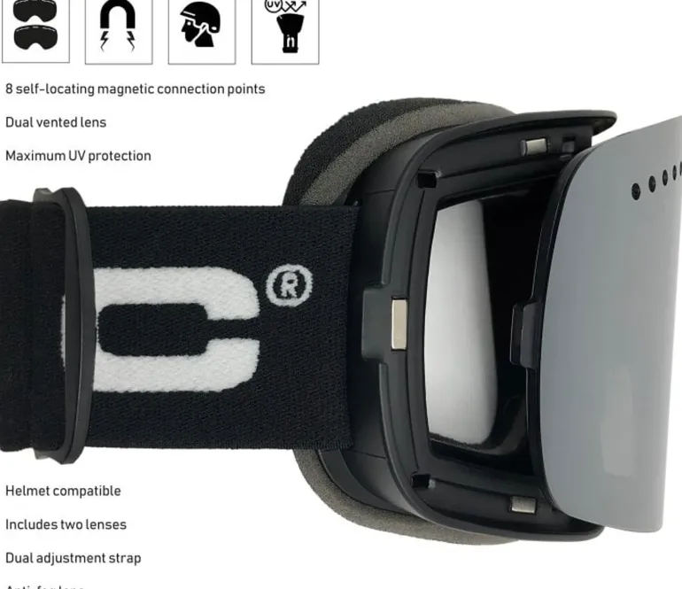BLOC Fifty-Five Goggle - Matt White-Blue Mirror Lens-Powder Lens