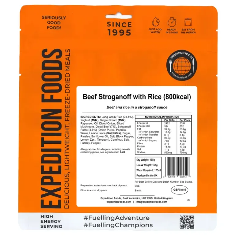 Expedition Foods Beef Stroganoff with Rice - 800kcal