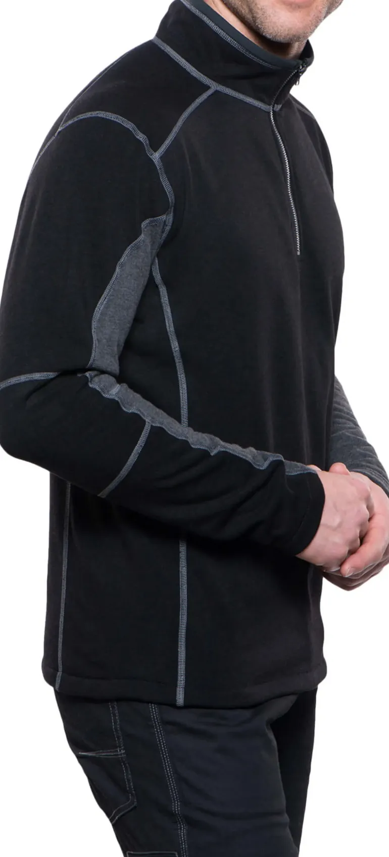Kuhl Mens Revel 1/4 Zip Fleece - Black-Steel