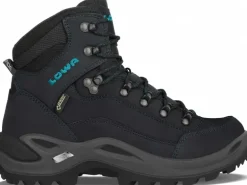 Lowa Womens Renegade GTX Mid S Boots - Narrow Width - Asphalt-Turquoise