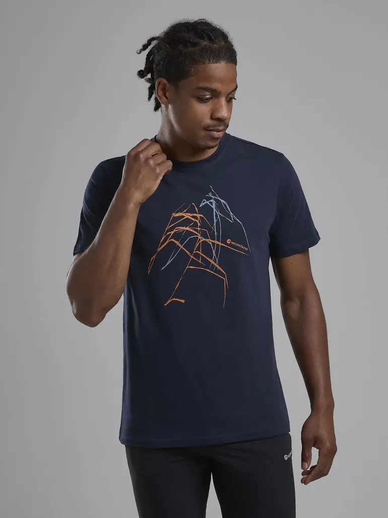 Montane Mens Abstract Mountain T-Shirt - Eclipse Blue