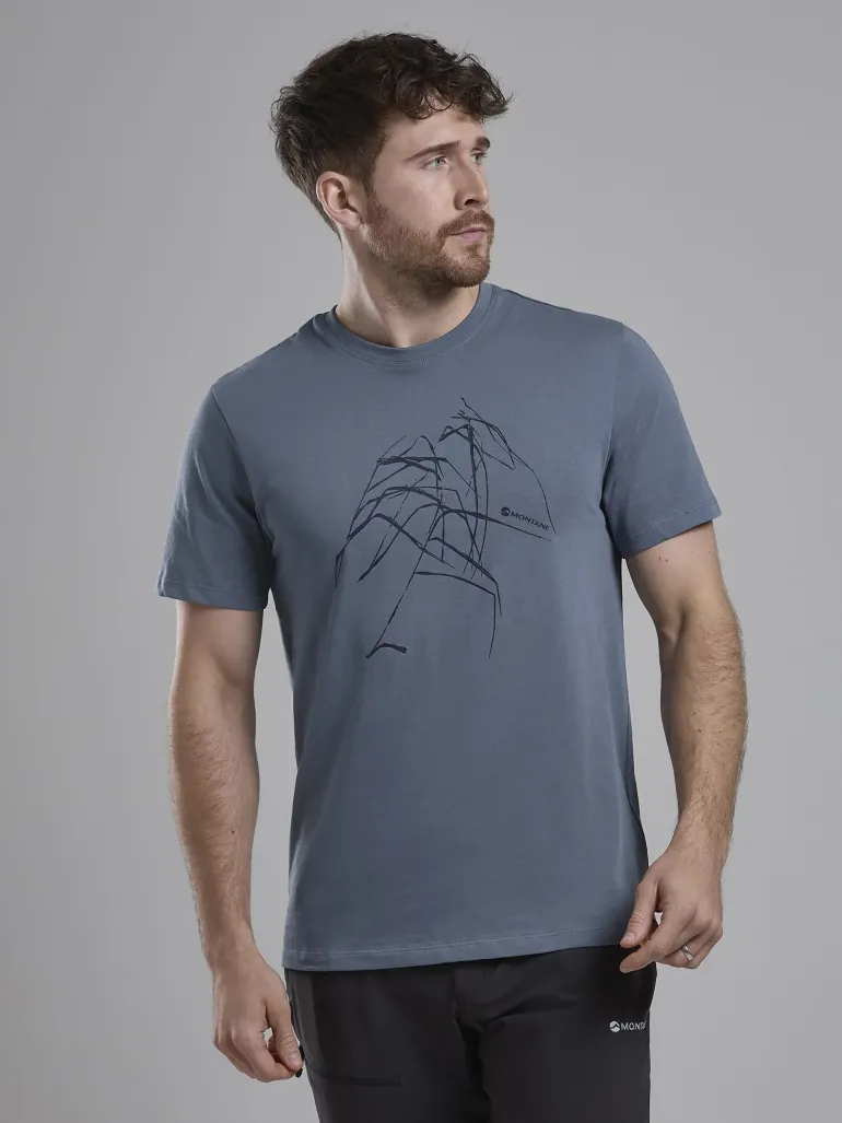 Montane Mens Abstract Mountain T-Shirt - Stone Blue