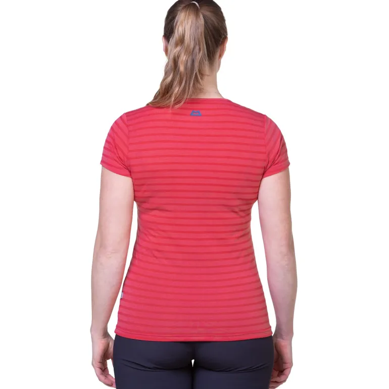 Mountain Equipment Womens Groundup Stripe Tee - Rosewood Stripe