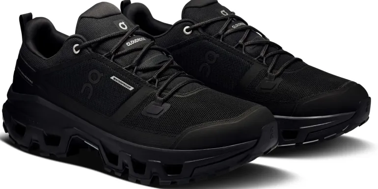 ON Mens Cloudrock Low Waterproof Shoes - Black-Black
