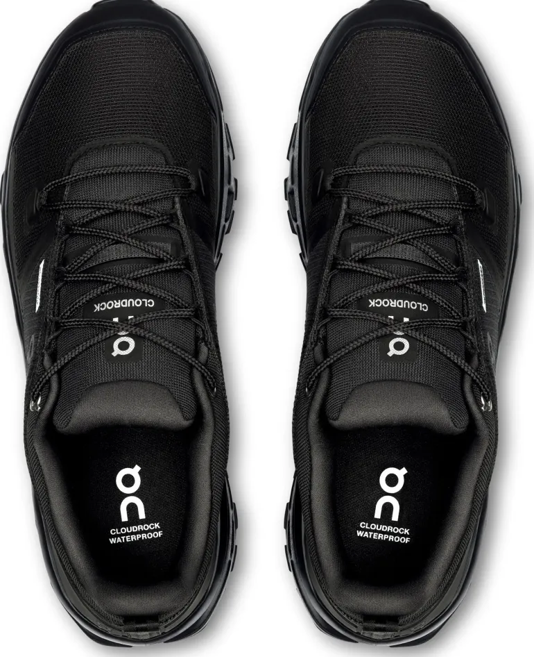 ON Mens Cloudrock Low Waterproof Shoes - Black-Black