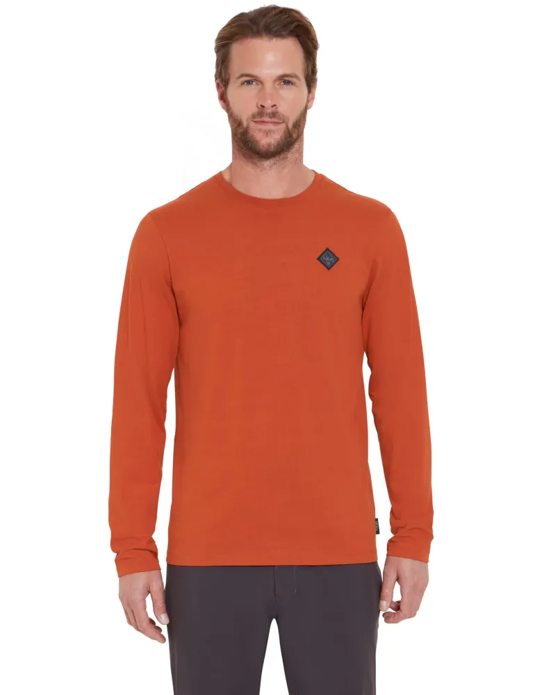 Rab Mens Basecamp Logo Badge LS Tee - Red Clay