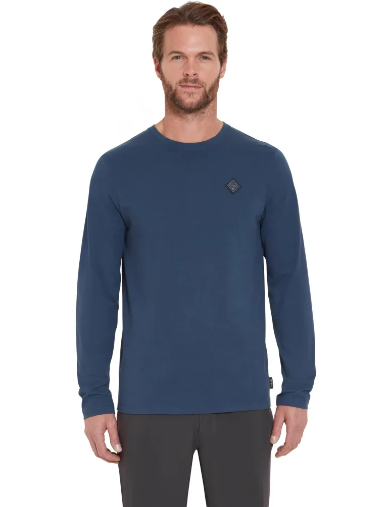 Rab Mens Basecamp Logo Badge LS Tee - Tempest Blue